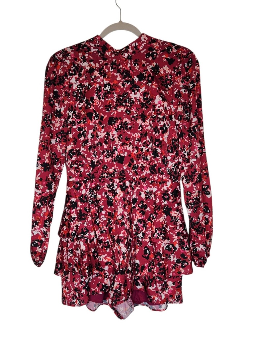 NEW Endless Rose Floral Ruffled Open Tie Back Romper Pink Multi Size Small